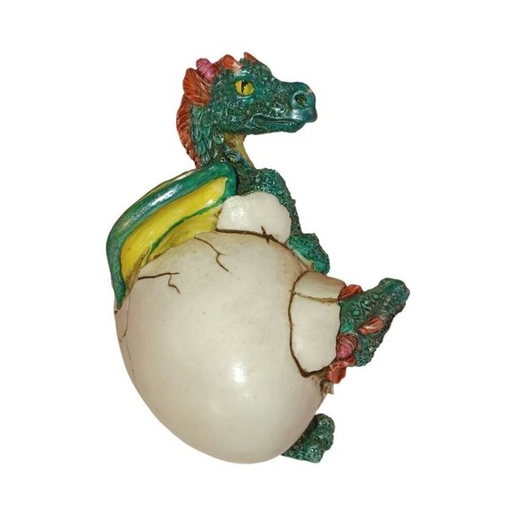 Vintage PACIFIC GIFTWARE 1998 W.U.I. Fantasy Hatching Green Dragon Egg #5196 - Picture 3 of 7